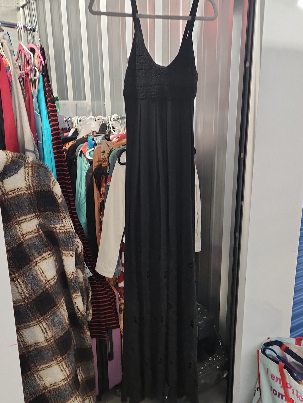 Sky Black Crochet Bodice Maxi Dress